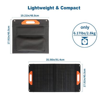 แผ่นแสงอาทิตย์พับกระจกเดียว 30W * 2PCS เครื่องผลิตแสงอาทิตย์สําหรับบ้าน