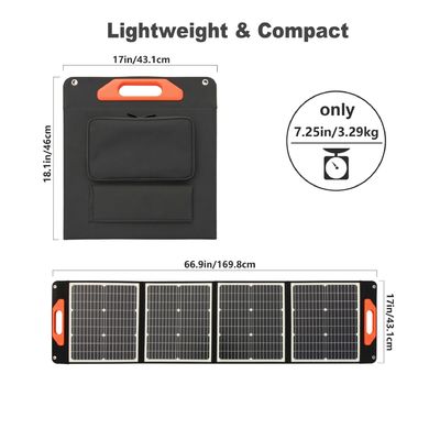 โมโนคริสตัลลีนซิลิคอน 100W 200W แผนแสงอาทิตย์ โมดูล PV Cell แผนแสงอาทิตย์พับพกพา