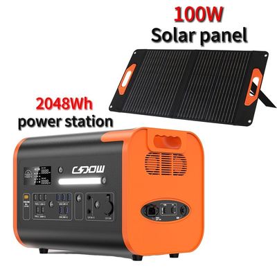 เครื่องผลิตไฟฟ้าฉุกเฉินสีดํา สถานไฟฟ้าพกพา 2200W แบตเตอรี่ลิตถ์เหล็กฟอสฟาต