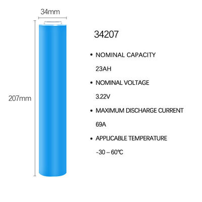 34207 3.2V แบตเตอรี่ลิตিয়ামเหล็กฟอสฟาต 23Ah กระบอกอลูมิเนียม