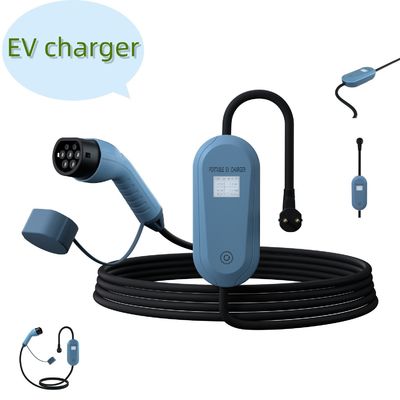 เครื่องชาร์จ EV แบบพกพาแบบเฟสเดียว AC220V เครื่องชาร์จ EV แบบมือถือ