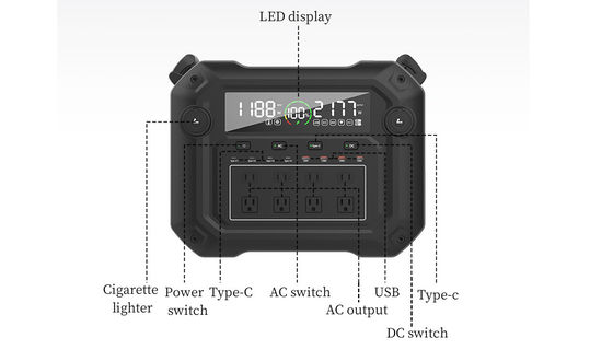 3600W สาธารณรงไฟฟ้าแบบพกพาที่มีคลื่นไซน์บริสุทธิ์ LiFePO4 เซลล์เอเนอร์จี สะสม BMS แบตเตอรี่