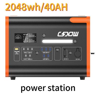 AC Pure Sine Wave 2200W/2048wh สถานที่พลังงานพกพาสําหรับการท่องเที่ยวแคมป์กลางแจ้งในครอบครัว