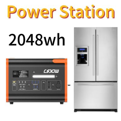 2048wh 2200W สถานไฟฟ้าที่เก็บพลังงานแสงอาทิตย์แบบพกพา พร้อมเครื่องปรับคลื่นไซน์บริสุทธิ์