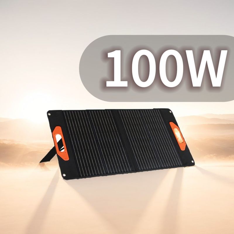 การออกไฟฟ้าแบบ DC 19V/5.3A แผ่นแสงอาทิตย์พับได้ 100W สําหรับกิจกรรมกลางแจ้ง