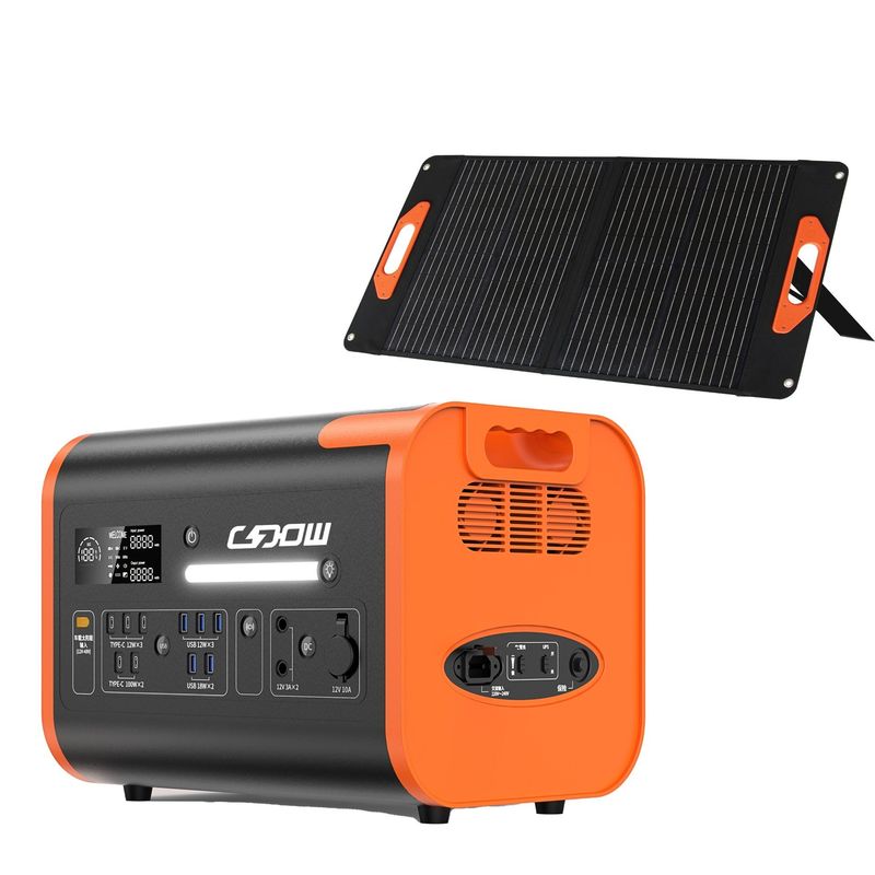 เครื่องกําเนิดพลังงานแสงอาทิตย์ 2200W พลังงานไฟฟ้าโรงไฟฟ้าพกพาที่มีเครื่องปรับคลื่นไซน์บริสุทธิ์
