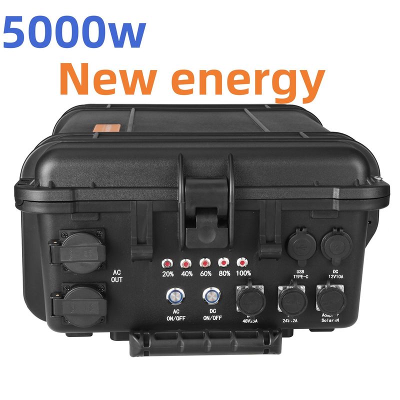 5000W AC Outlet พกพา โรงไฟฟ้าพลังแสงอาทิตย์ เครื่องผลิตฉุกเฉิน เครื่องเปลี่ยนไฟฟ้าที่สามารถชาร์จใหม่ได้ แบงก์พลังงาน 110V/220V