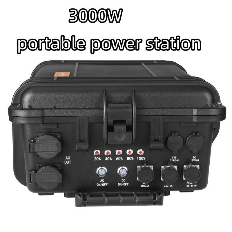สถานไฟฟ้าพลังแสงอาทิตย์แบบพกพา 3000W พร้อมแบตเตอรี่ LiFePO4 และไม้ดึง