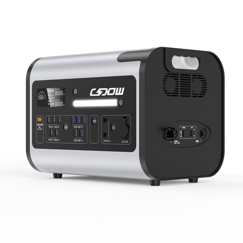 LiFePO4 พลังงานเก็บพลังงาน เครื่องผลิตพลังงานแสงอาทิตย์ AC/DC 2200W 110V-220V สถานไฟฟ้าพกพา