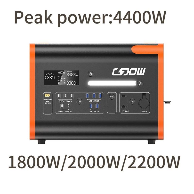 โรงไฟฟ้าพลังงานพลังงานแสงอาทิตย์ เครื่องผลิตไฟฟ้าพกพา 2200W พร้อมธนาคารพลังงานผลิต AC/DC 230V