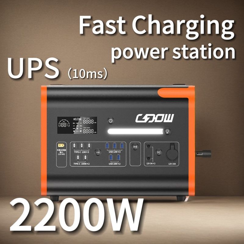 LiFePO4 Output Type 2000W โปรแกรมผลิตพลังแสงอาทิตย์แบบพกพา 2200W โรงไฟฟ้าพลังแสงอาทิตย์สําหรับบ้าน