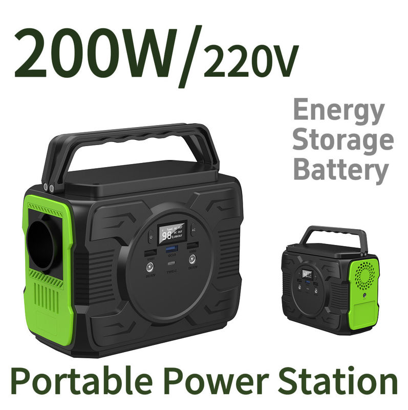ธนาคารพลังงานกลางแจ้ง 200W พร้อมแบตเตอรี่ลิตিয়ামไอออนและความดันออก AC 110/220V-50Hz/60Hz