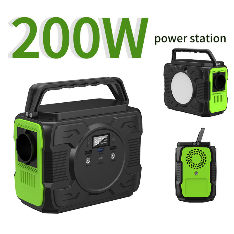 แบตเตอรี่ 200W ลิทธิียมชาร์จเร็ว เครื่องกําเนิดพลังแสงอาทิตย์ที่สามารถชาร์จใหม่ได้ สําหรับกิจกรรมกลางแจ้ง