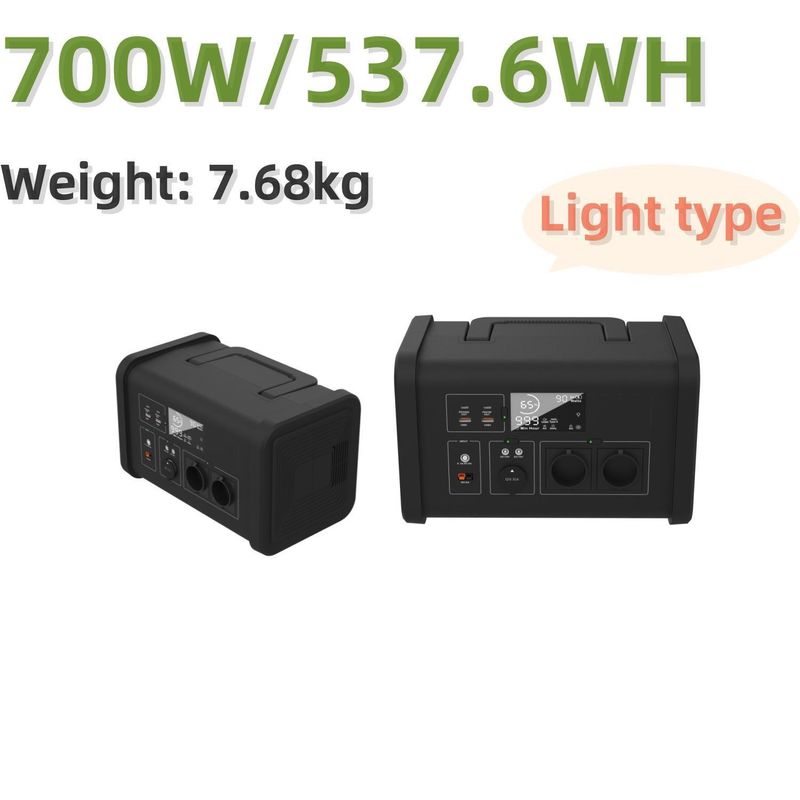 700W Balcony Energy Storage โรงไฟฟ้าพกพาที่มีแบตเตอรี่ LiFePO4 และไฟ LED