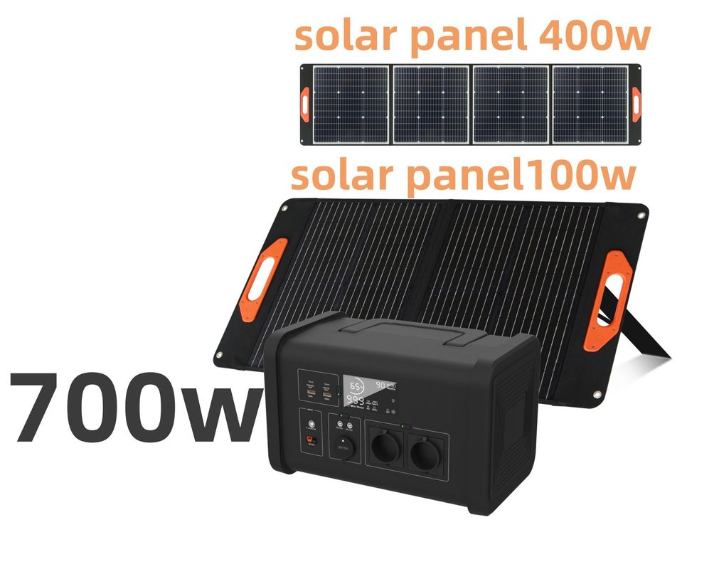 LiFePO4 Home Power Outage สถานีไฟฟ้าพกพาที่มีพลังงานออก AC 700W และแสง LED