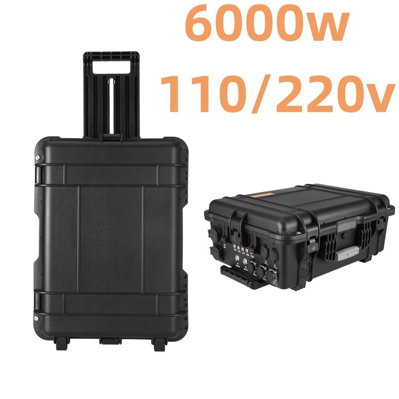 LiFePO4แบตเตอรี่ 6000W โรงไฟฟ้าพกพา โจ๊กเนอร์แสงอาทิตย์สําหรับกิจกรรมกลางแจ้ง