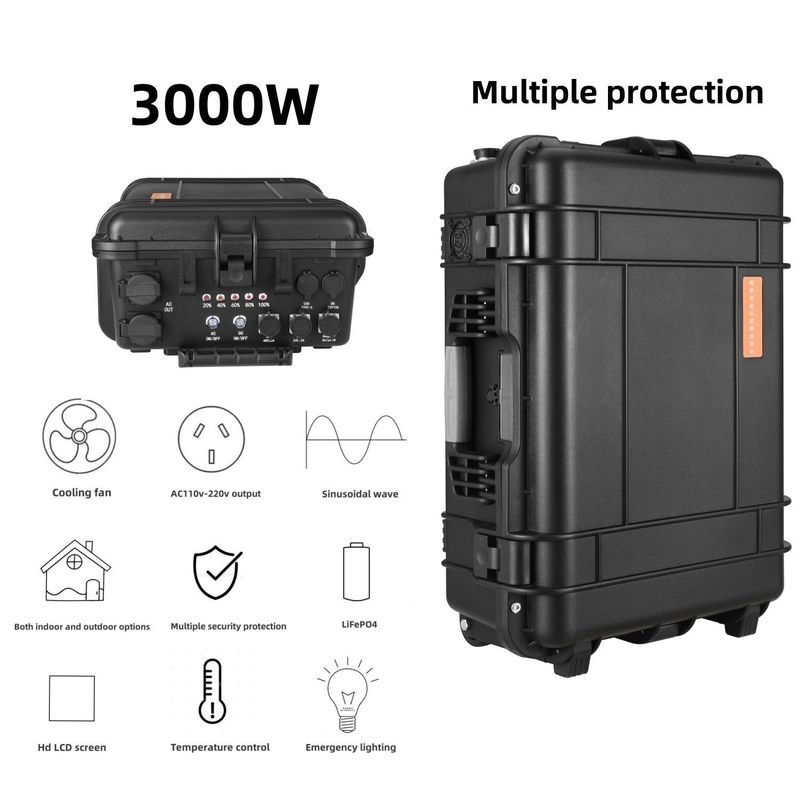 3000W LiFePO4 สถานไฟฟ้าเคลื่อนไหว ที่เก็บพลังงานพกพาสําหรับระเบียงและครัวเรือน