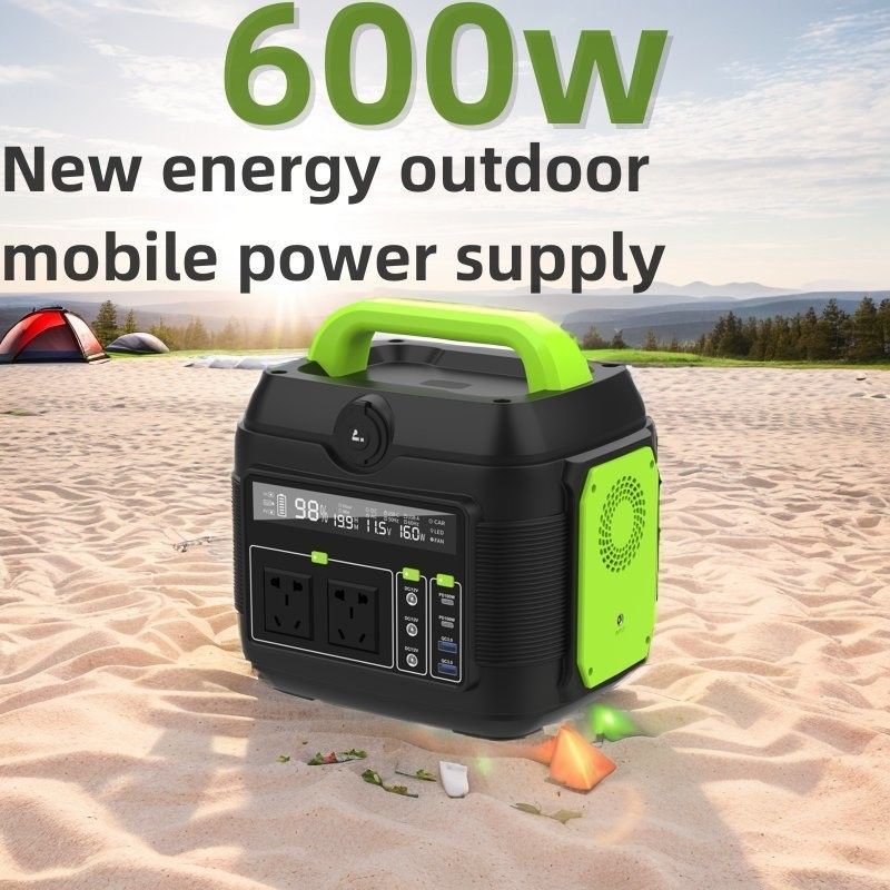 สถานีไฟฟ้าค่ายพกพา เครื่องผลิตพลังแสงอาทิตย์ 600W พร้อมสายพาน Un AC 258*212*249mm
