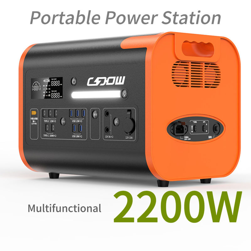 รถชาร์จแสงอาทิตย์ 800W Max 2200W โทรศัพท์มือถือคอมพิวเตอร์กลางแจ้ง 2000wh แบงก์พลังงานพกพา