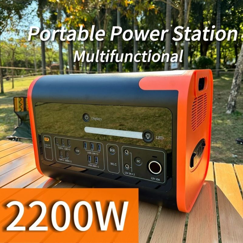 เครื่องผลิตพลังแสงอาทิตย์พกพา 2200W เหมาะสําหรับการจัดส่งพลังงานโดยไม่หยุดในกรณีฉุกเฉิน