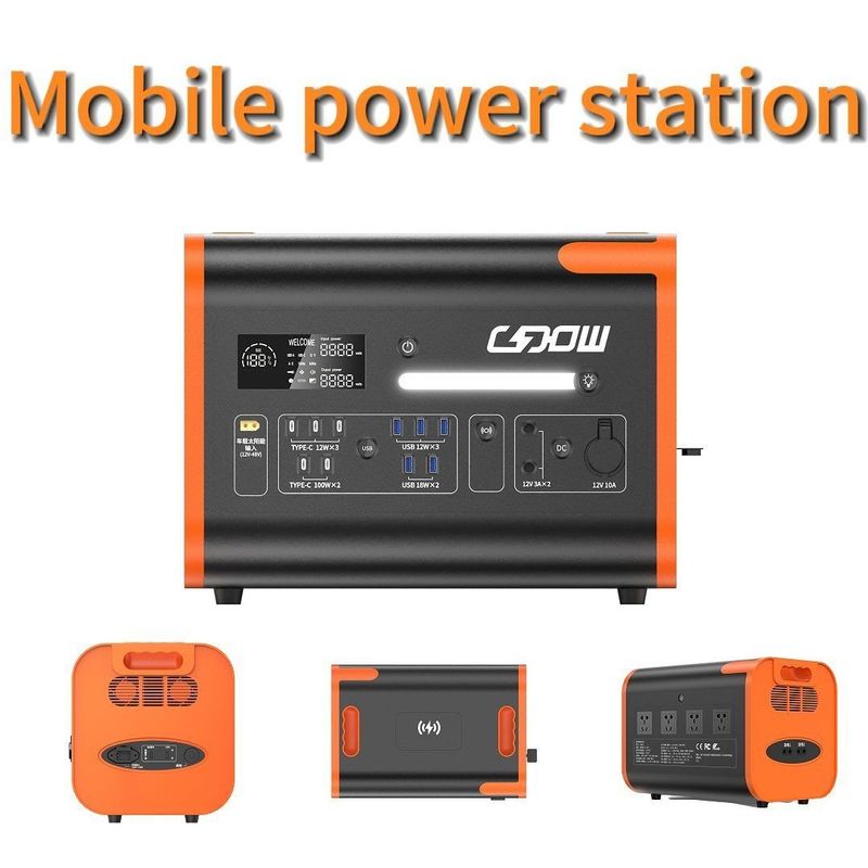 AC/DC Output สถานไฟฟ้าพลังแสงอาทิตย์ที่มีคลื่นไซน์บริสุทธิ์ พร้อมการชาร์จ PV และการชาร์จไร้สาย