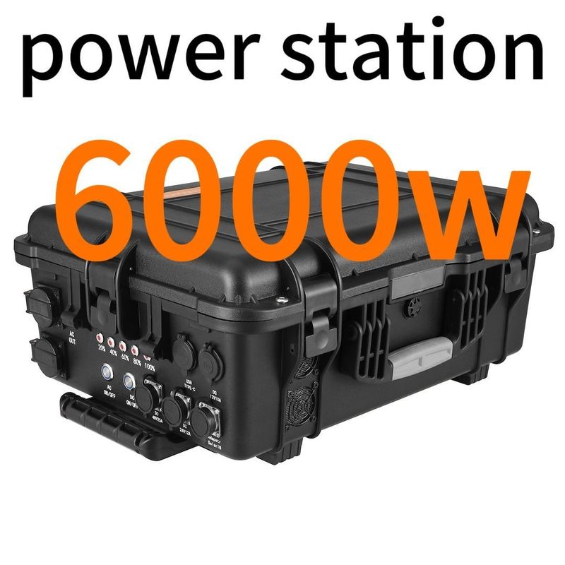 เครื่องไฟฟ้าสีดํา 6kw ABS สะสมไฟฟ้ากลางแจ้งพกพาสําหรับการผจญภัยกลางแจ้ง
