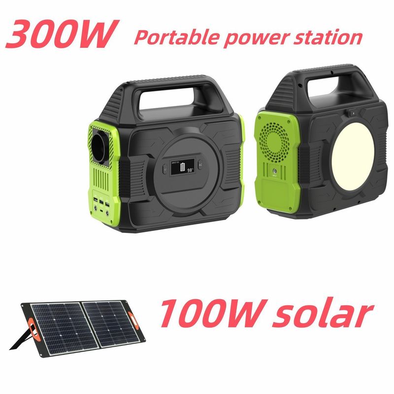 EU AC Socket รองรับทุกโรงไฟฟ้าพลังแสงอาทิตย์พกพา 300W พร้อมแบตเตอรี่ลิเดียม RV