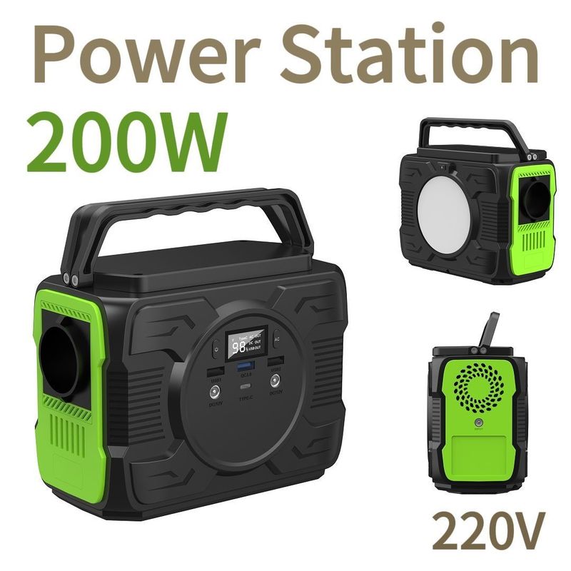 แบตเตอรี่ที่สามารถชาร์จใหม่ได้ 200W เครื่องกําเนิดพลังงานแสงอาทิตย์ สถานที่พลังงานพกพาสําหรับบ้านและกลางแจ้ง