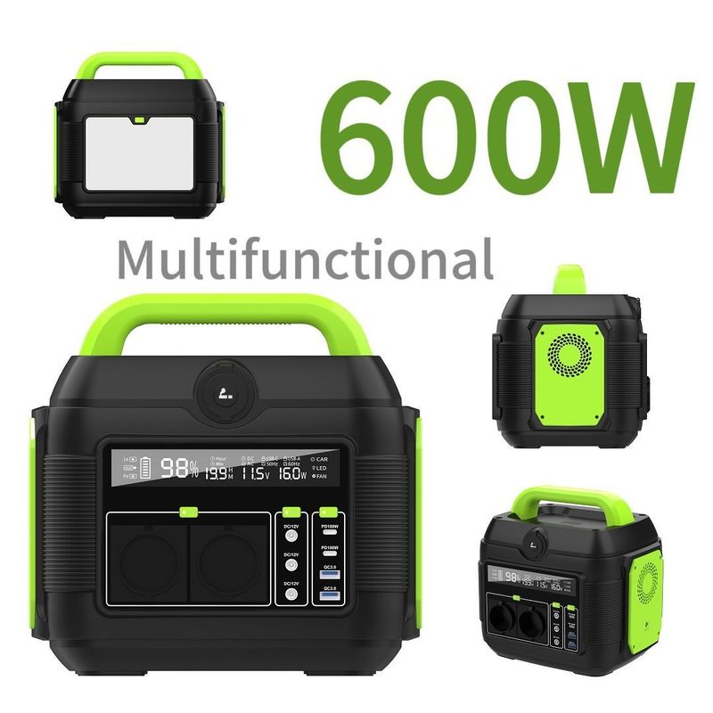 600W AC Output โปรแกรมไฟฟ้าพกพาสําหรับการเก็บพลังงานฉุกเฉิน MPPT สําคัญ