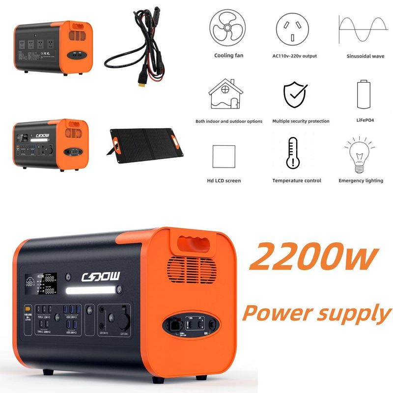 เครื่องกําเนิดพลังแสงอาทิตย์แบบแบตเตอรี่ลิตยูม 2200W สําหรับสถานีฉุกเฉินและสถานีพกพา