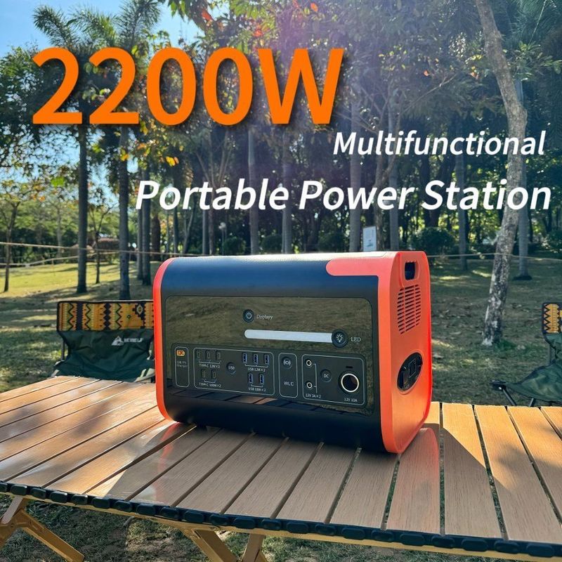 สถานไฟฟ้าพกพา 2200W DC AC Output และ 2000wh Solar Input สําหรับการตั้งแคมป์กลางแจ้ง