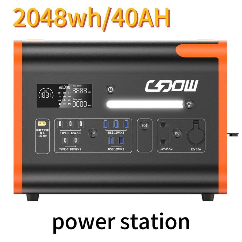 AC Pure Sine Wave 2200W/2048wh สถานที่พลังงานพกพาสําหรับการท่องเที่ยวแคมป์กลางแจ้งในครอบครัว