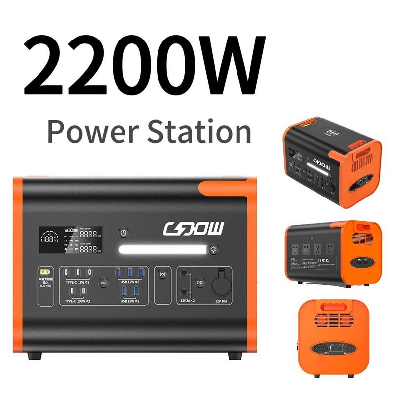 แบตเตอรี่สํารองพกพา สถานไฟฟ้าพลังแสงอาทิตย์สําหรับแคมป์ฉุกเฉิน 2200W 2000W 2500W
