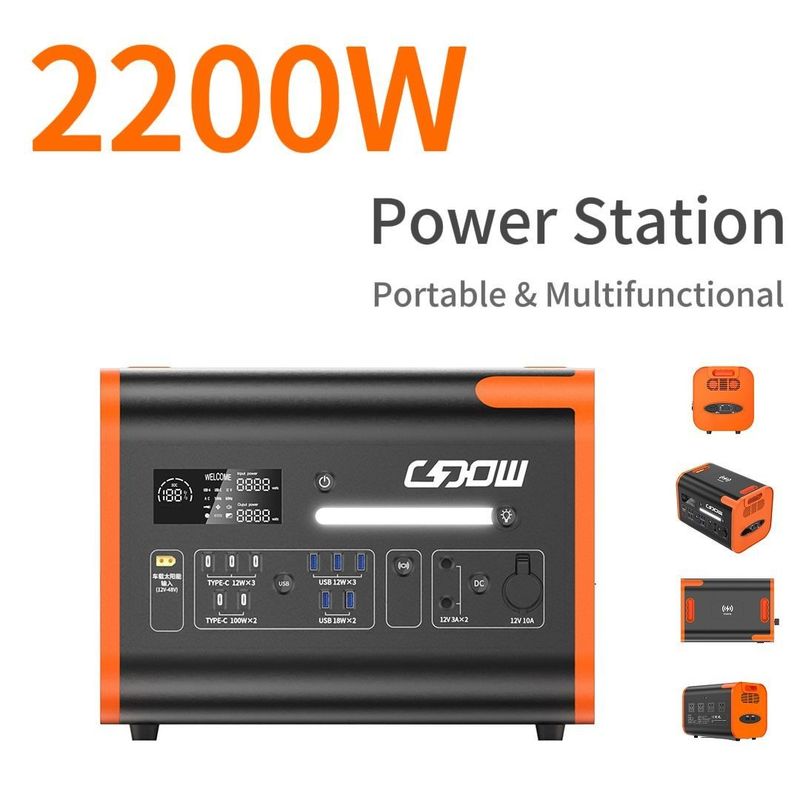 ป้องกันความแรงเกิน 220V±5% แบตเตอรี่ลิเดียม 2500W UPS Bank Generator for Home Outdoor Camping