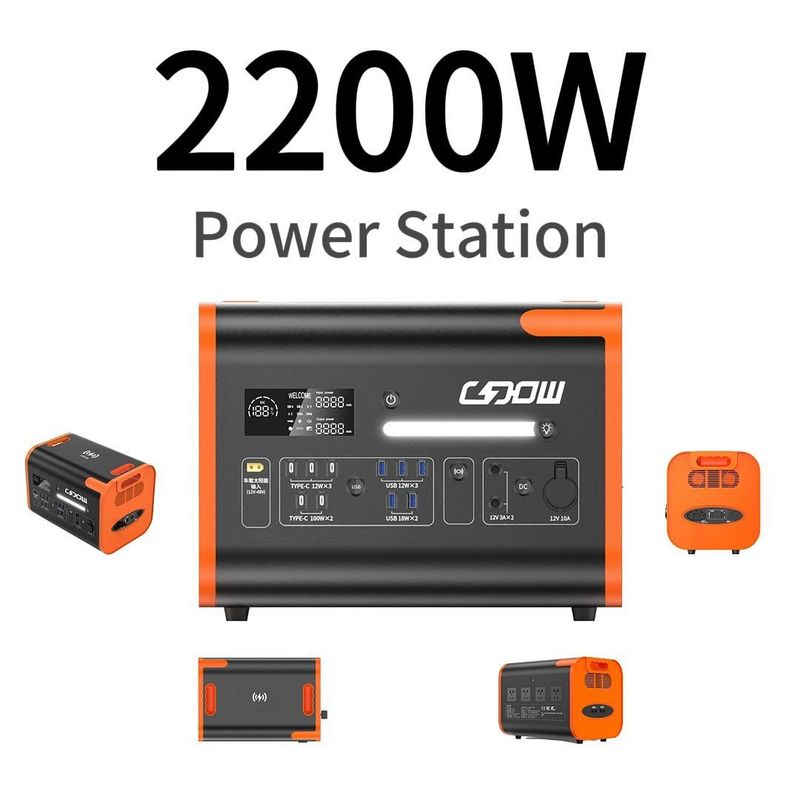 2200W 2000W 2500W สถานที่พลังงานแบตเตอรี่พกพาที่มีการชาร์จ AC และ Type C USB Output