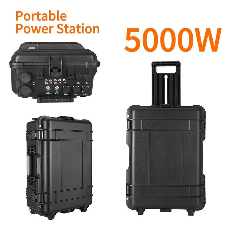เครื่องผลิตพลังงานขนาดใหญ่ 5000W โรงไฟฟ้าพลังงานแสงอาทิตย์แบบพกพา ลิทธิียม Camping พร้อม LT-50