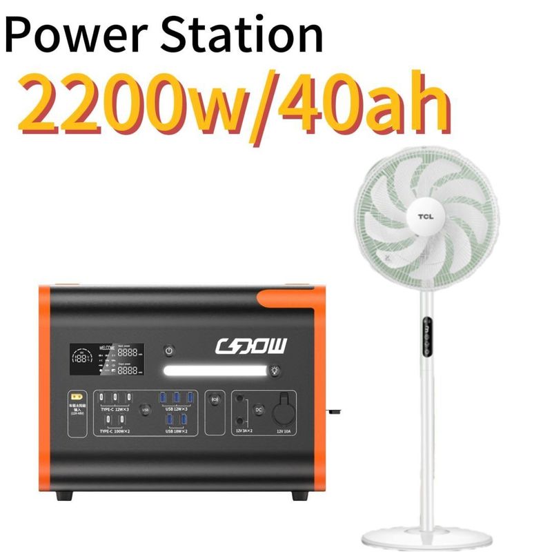 2048wh 2200W สถานไฟฟ้าที่เก็บพลังงานแสงอาทิตย์แบบพกพา พร้อมเครื่องปรับคลื่นไซน์บริสุทธิ์