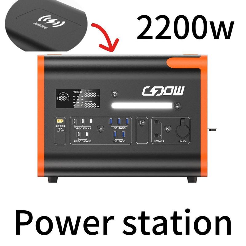 1800W-2400W สีดํา AC / DC Inverter เครื่องผลิตพลังงานฉุกเฉินสําหรับกิจกรรมกลางแจ้ง