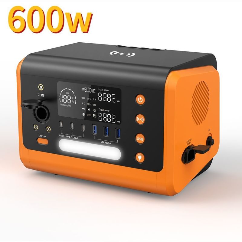 เก็บความพร้อมฉุกเฉิน เครื่องไฟฟ้ากลางแจ้งพกพา 600W พร้อมชาร์จเร็ว 1 ชั่วโมง