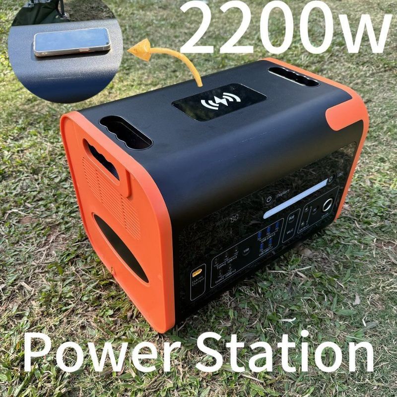 ชาร์จแสงอาทิตย์ 800W สีดําและสีส้ม แคมป์กลางแจ้ง พกพาฮับพลังงาน 2kw โรงไฟฟ้า
