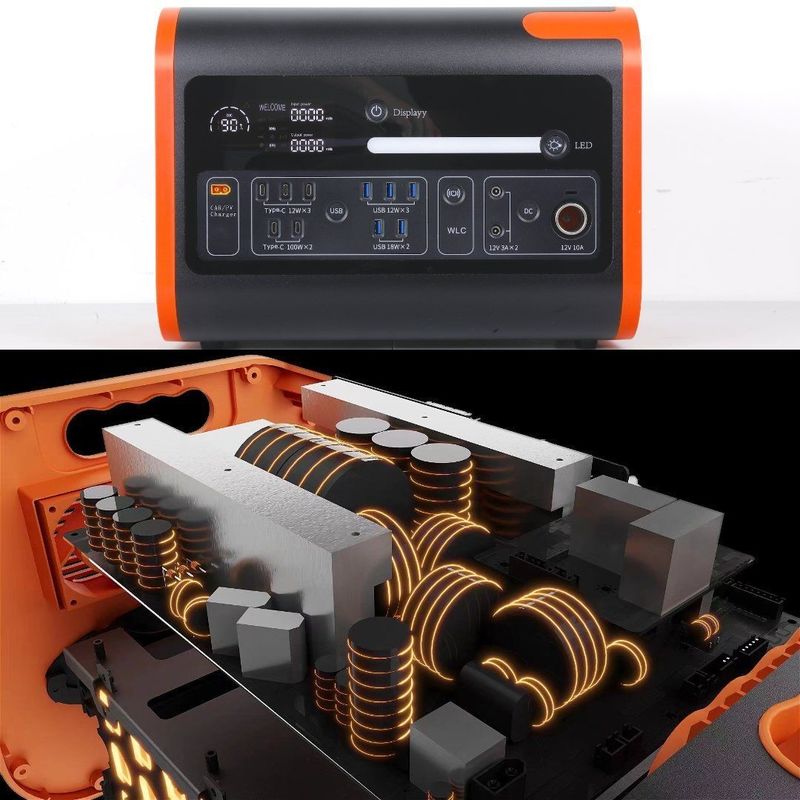2200W40ah เครื่องชาร์จไร้สาย โรงไฟฟ้าเก็บพลังงานแสงอาทิตย์ สีส้มร้อน สีดํา