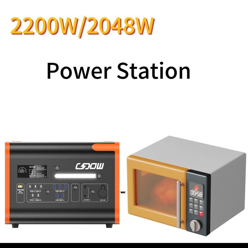 สถานไฟฟ้าพกพา 1500W/2200W/3000W UPS พร้อมโซเกตออก AC ทั้งหมดสีดําสีส้ม