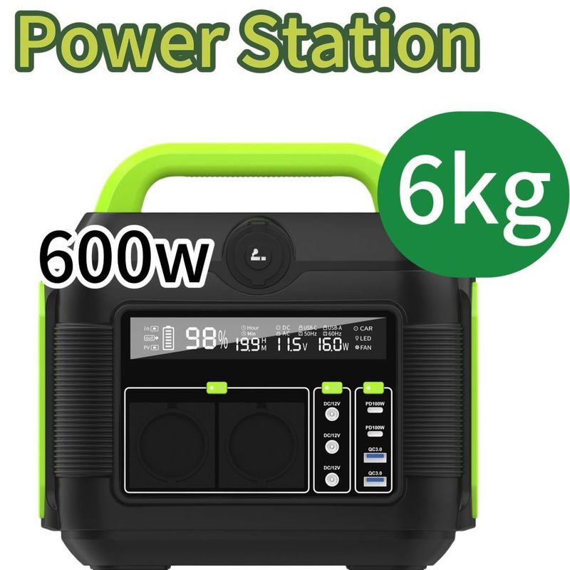 600W แบตเตอรี่ลิเดียม พลังงานสําหรับตลาด Aii USB ประเภท C DC และ AC Output