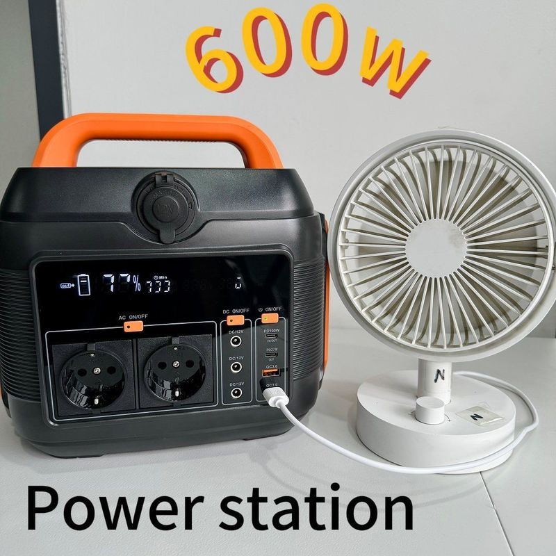 แรงไฟฟ้าอากาศร้อน 600W/576wh AC DC ประเภท C แบตเตอรี่สํารองพลังงานฉุกเฉิน สถานไฟฟ้าพกพา