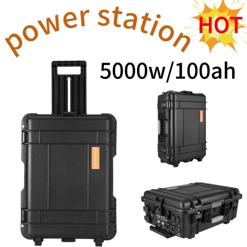 แคมป์กลางแจ้ง โรงไฟฟ้าพลังแสงอาทิตย์ ทั้งหมด AC Output Socket 4800wh 48V100ah สําหรับครอบครัว