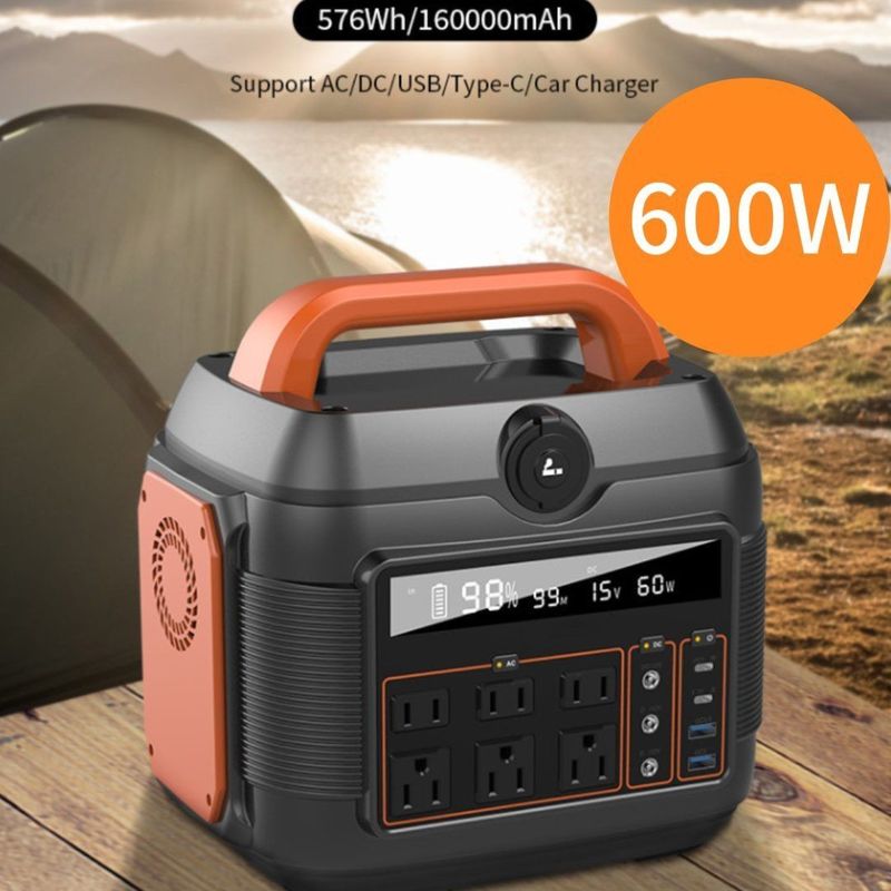 สถานไฟฟ้าพลังงานพลังแสงอาทิตย์ฉุกเฉินแบบพกพา 600W สําหรับการชาร์จมือถือ