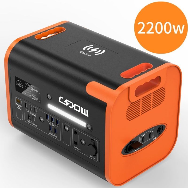 เวลาชาร์จ 90 นาที สถานไฟฟ้าพลังแสงอาทิตย์พกพา 2200W สําหรับฉุกเฉินในครัวเรือน