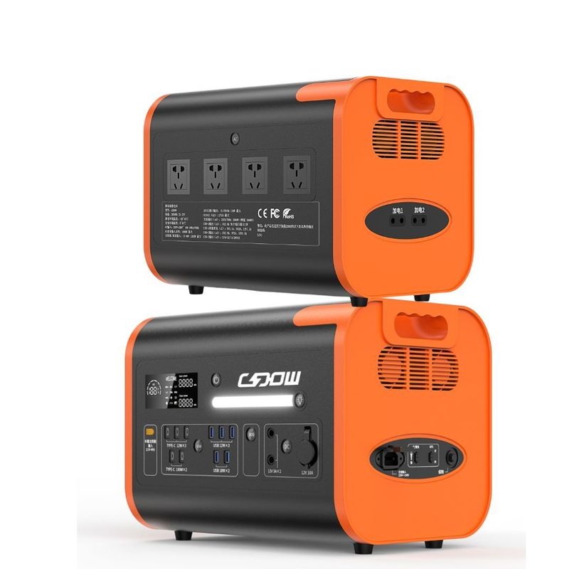 อินเวอร์เตอร์คลื่นไซน์บริสุทธิ์ 2200W UPS พกพาสําหรับการเก็บพลังงานในสีส้มดํา