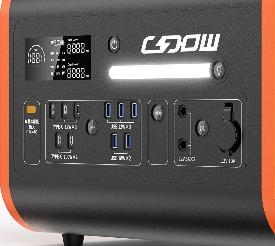 2200W 2048wh โรงไฟฟ้าพลังแสงอาทิตย์ / LiFePO4 พกพาพลังงานเคลื่อนไหว / อินเวอร์เตอร์