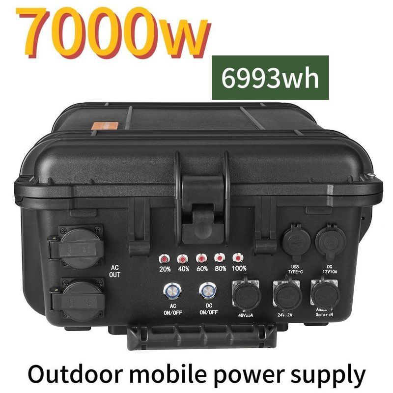 7000W/6993whlifepo4 โรงไฟฟ้าพลังงานลมพลังแสงอาทิตย์แบบพกพาที่สามารถชาร์จใหม่ได้ในภายนอก